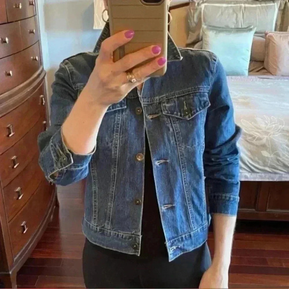 Denver Hayes Jean Jacket Classic  Denim Trucker Cropped Dark Blue XS - Picture 4 of 15